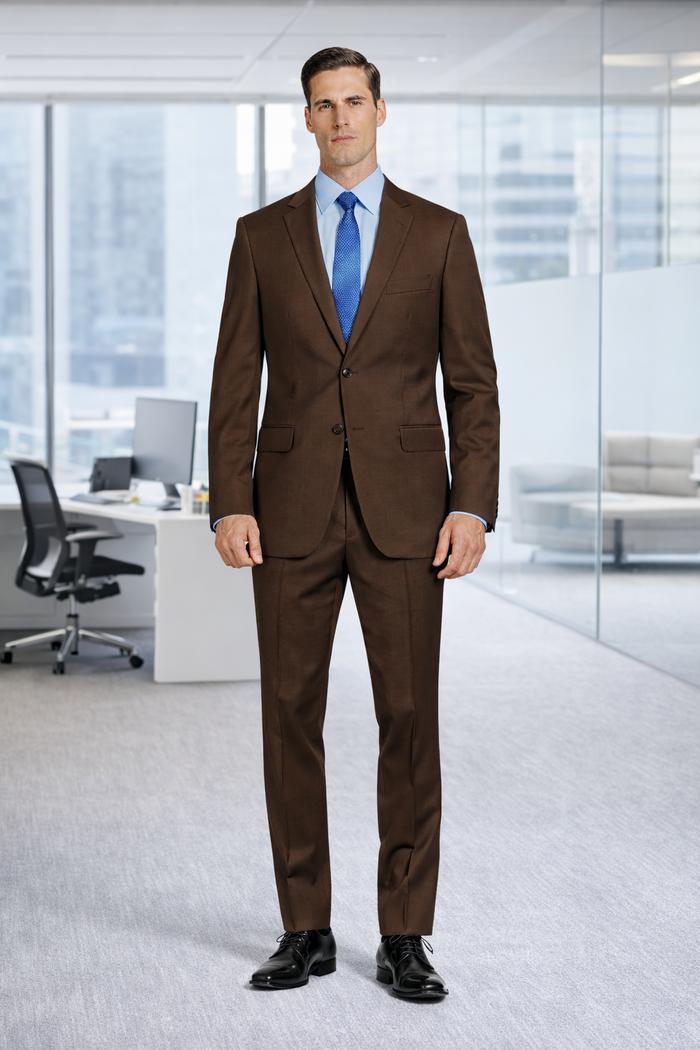 Tiglio Brown Two-Button Wool Suit