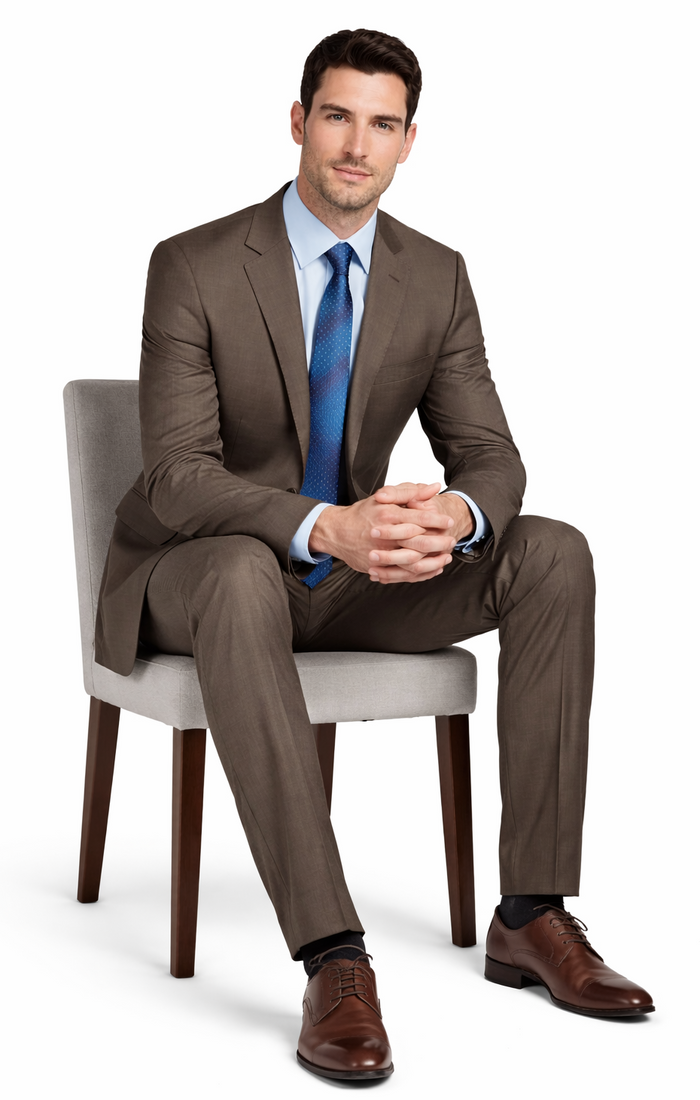 Tiglio Camel or Taupe Two-button Wool Suit