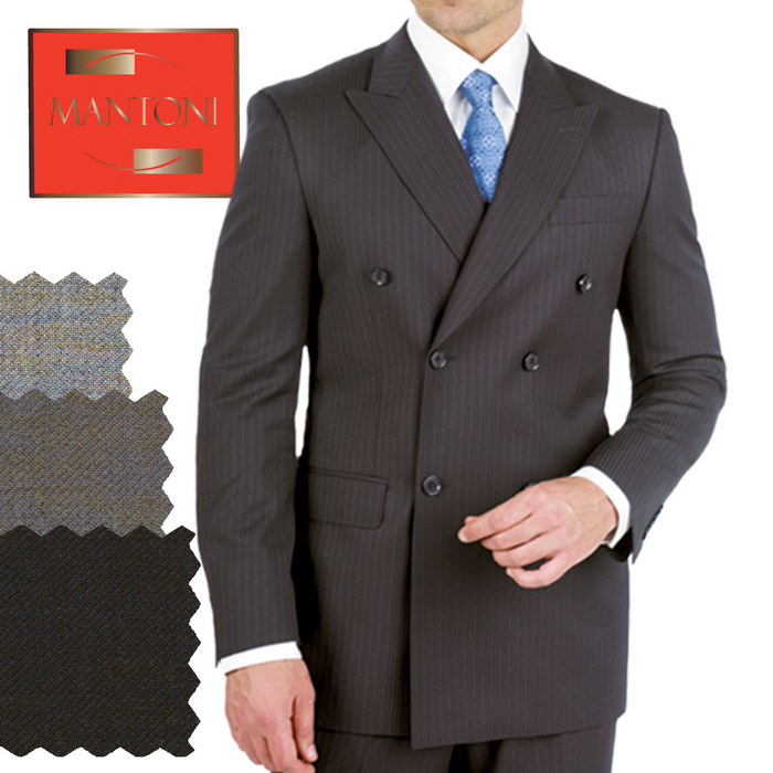 Tiglio Double-Breast Black, Grey, or Navy Wool Suit