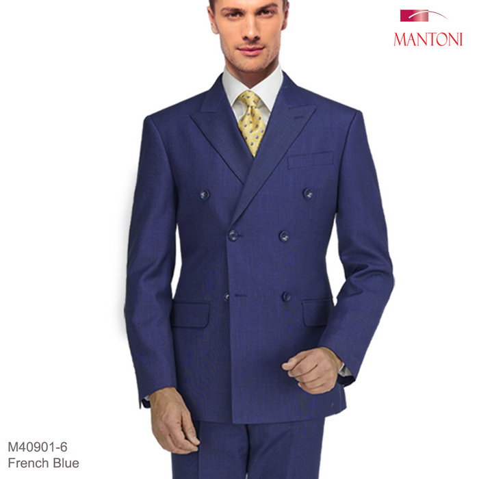 Tiglio Double-Breast Black, Grey, or Navy Wool Suit
