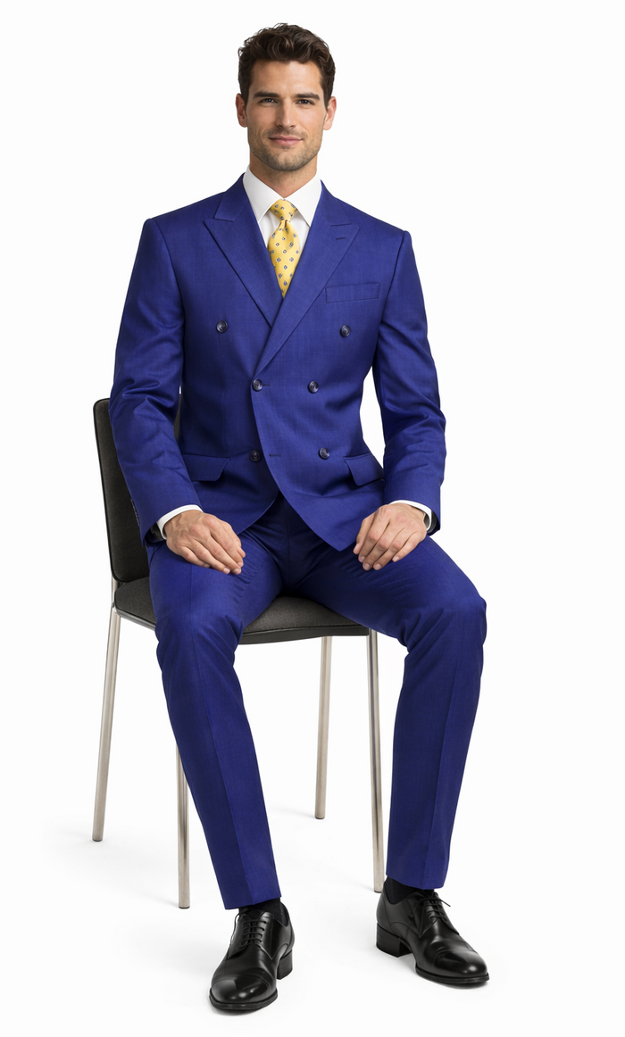 Tiglio Double-Breast Black, Grey, or Navy Wool Suit