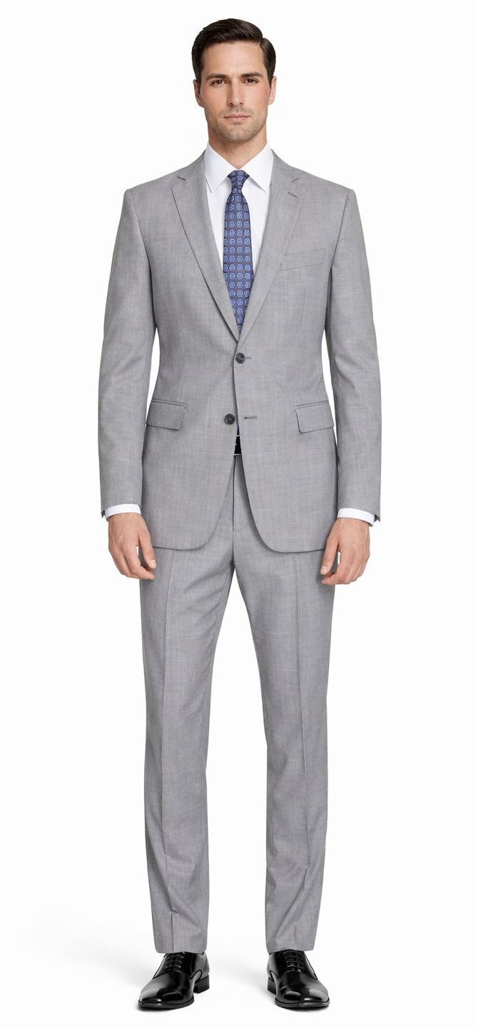 Tiglio Lt. Gray Two-button Wool Suit in Modern or Slim-Fit