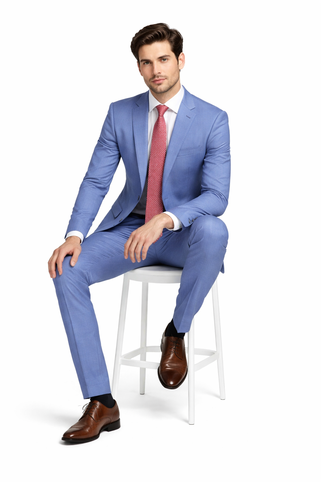 Mens Light Blue Suit Mantoni – Slim Fit Formal Suit for Summer and Weddings