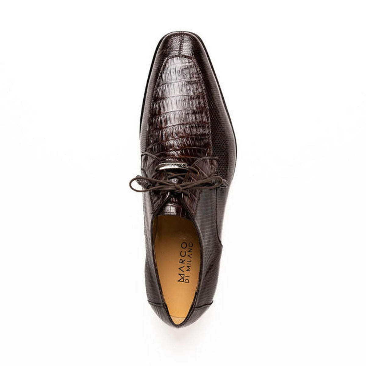 Brown Caiman Lizard Derby Shoes by Marco Di Milano