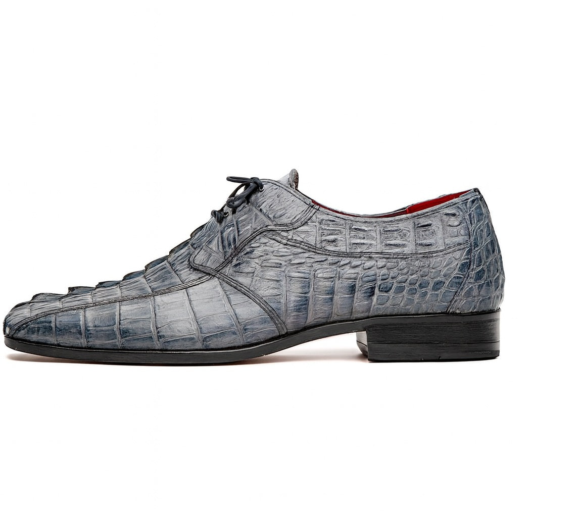 Marco Milano Grey Hornback Crocodile Dress Shoes