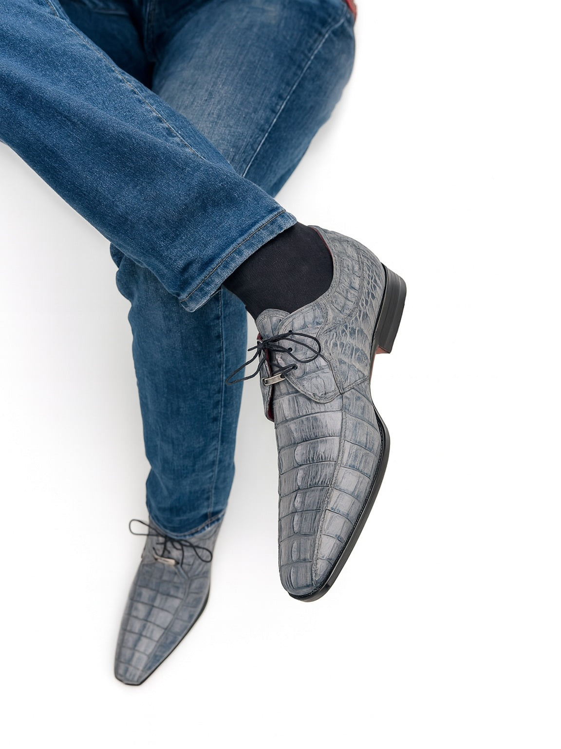 Marco Milano Grey Hornback Crocodile Dress Shoes