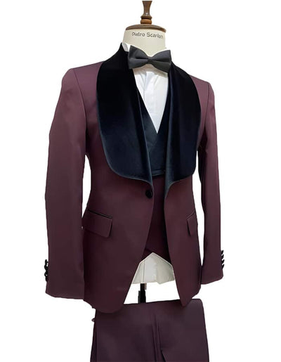 Maroon and Black Suit - Black and burgundy suit
