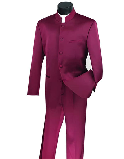 Mens 5 Button Maroon and Black Suit - Black and burgundy suit