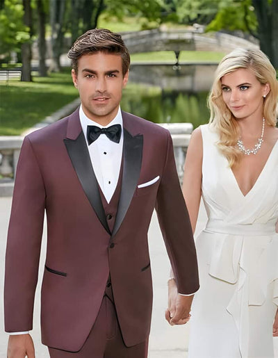 Maroon and Black Suits - Black and burgundy suit