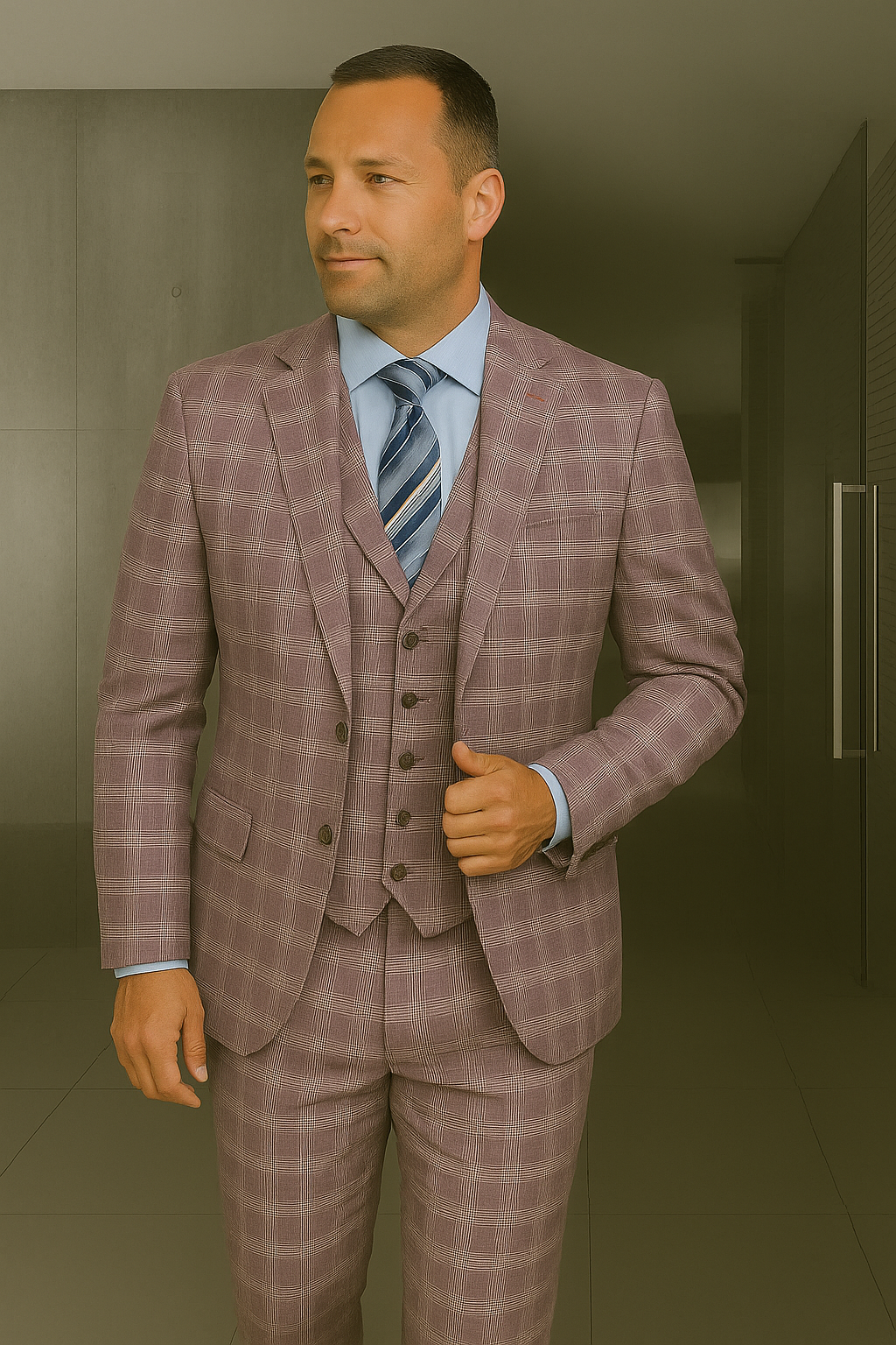 Italian 3-Piece Wool Suit Modern Fit by Statement