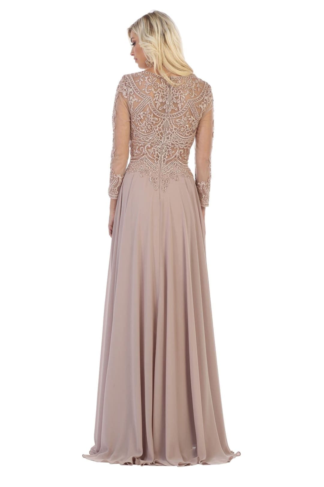 Mother of the Bride Dress 3/4 Long Sleeves Chiffon A-Line Evening Gown-New Collection
