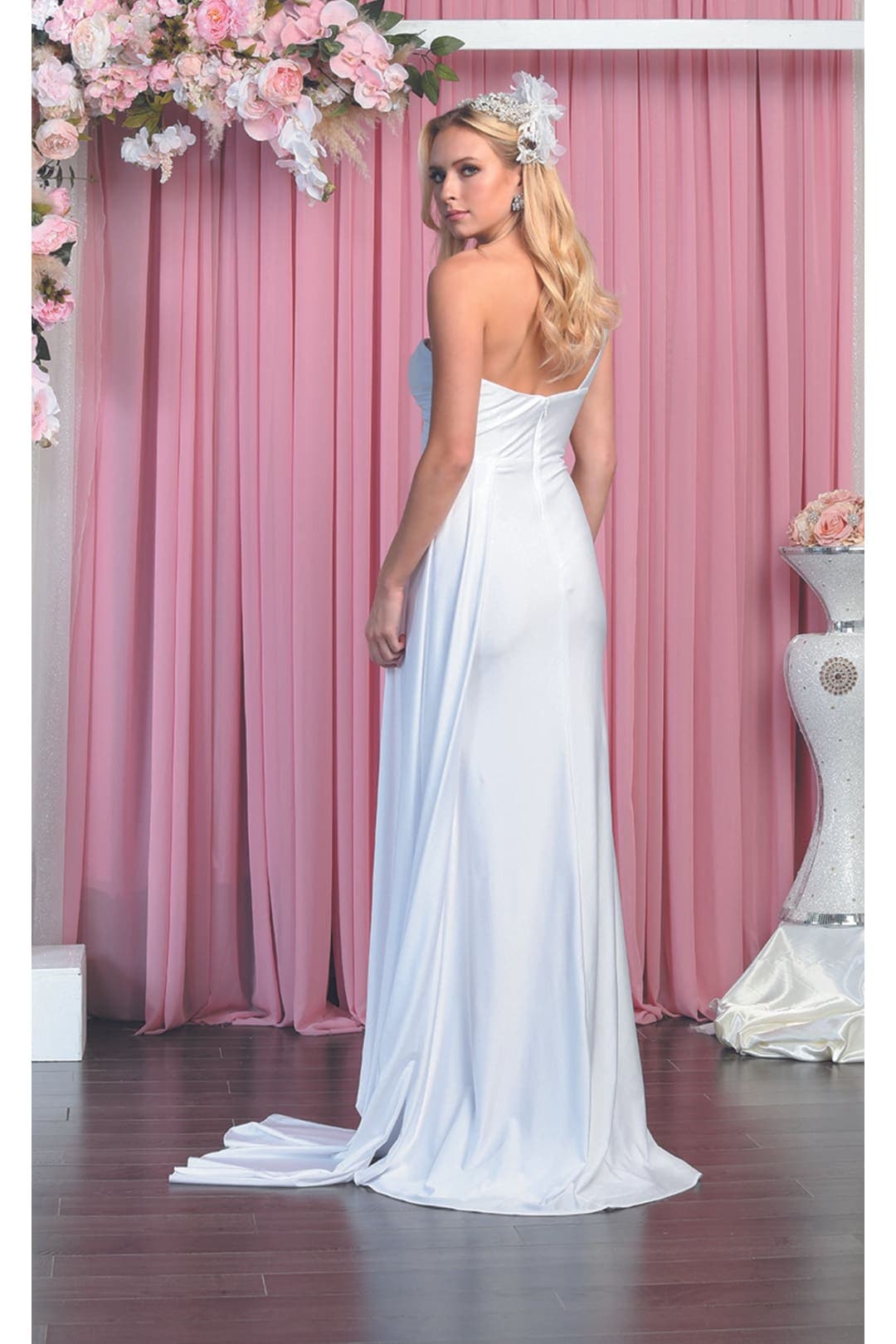 One Shoulder Bridesmaid Dress Simple Stretchy Long Evening Formal Gown