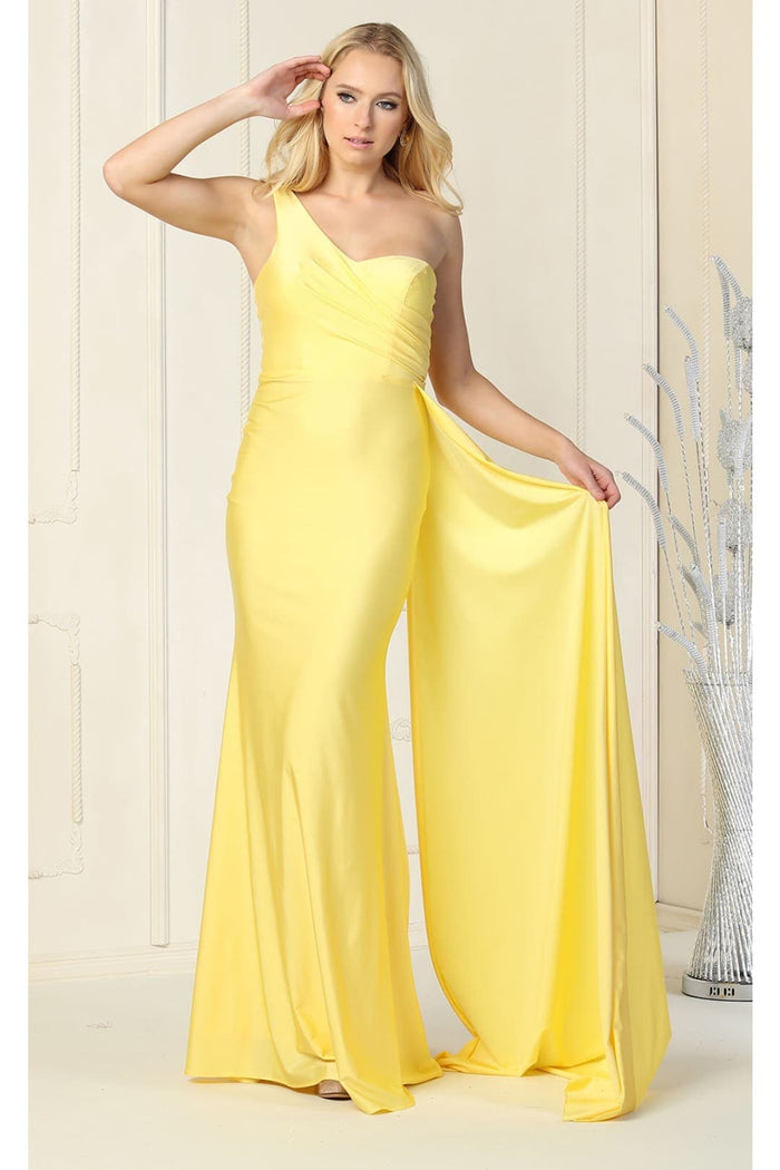 One Shoulder Bridesmaid Dress Simple Stretchy Long Evening Formal Gown