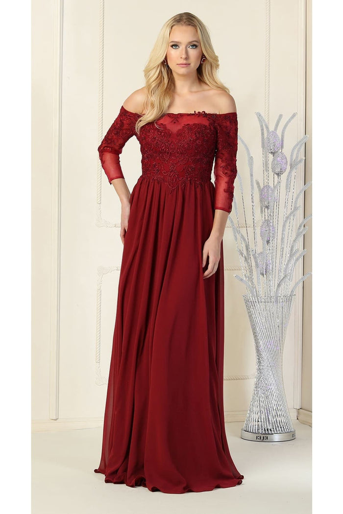May Queen MQ1853 Off Shoulder Embroidered Plus Size Formal Gown