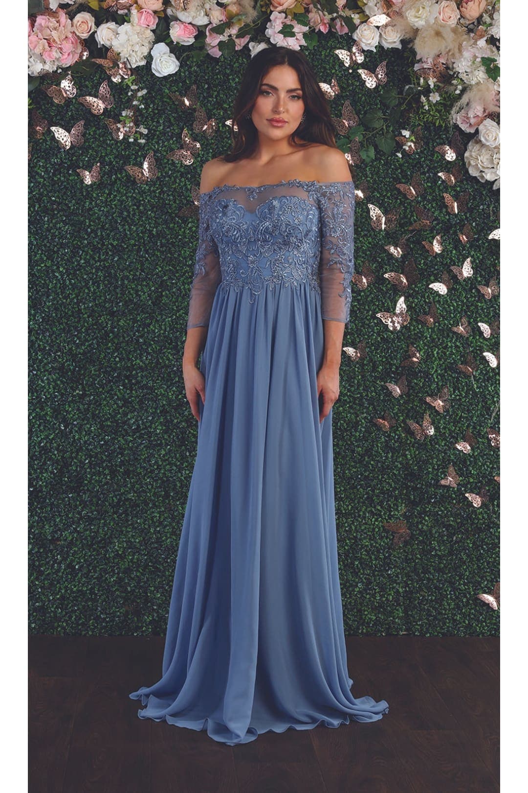 May Queen MQ1853 Off Shoulder Embroidered Plus Size Formal Gown