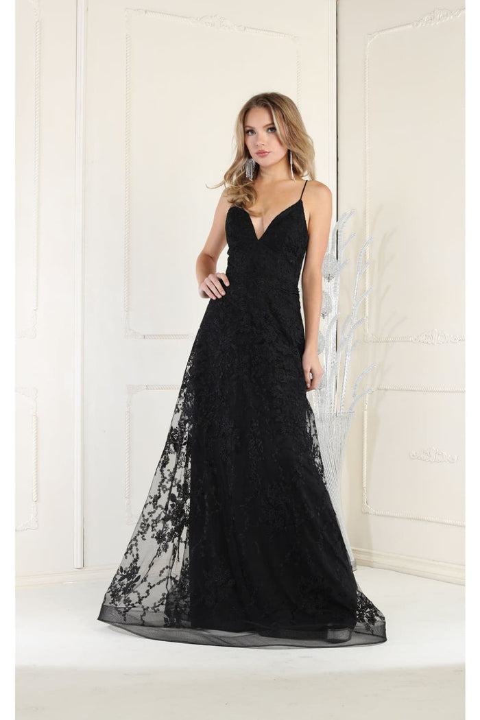 May Queen MQ1885 Floral Pattern Prom Dress