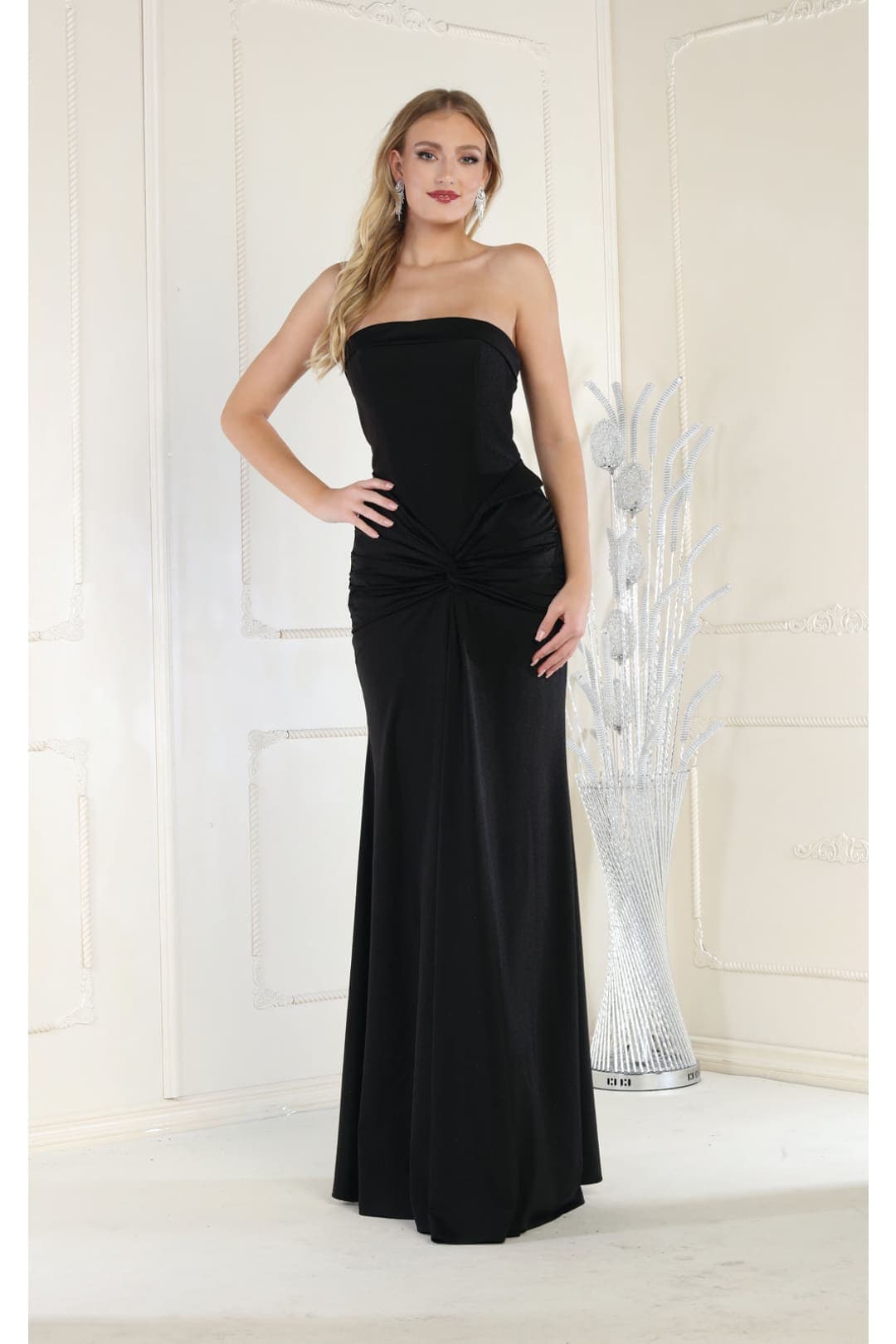 Simple Strapless Ruched Formal Dress MQ1947