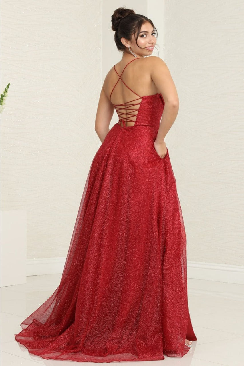 May Queen MQ2064 Glitter Corset Bodice A-Line Pageant Evening Dress
