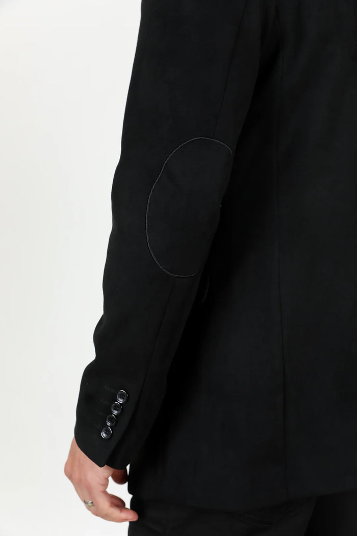 Double Button Suede Western Blazer Black