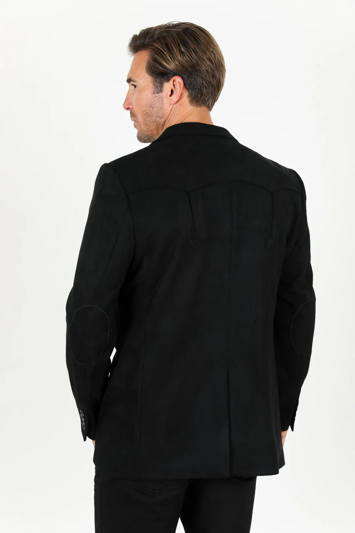 Double Button Suede Western Blazer Black
