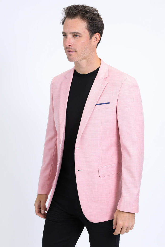 Men’s Pink Sport Coat – Modern Fit Stretch Blazer for Evening Wear