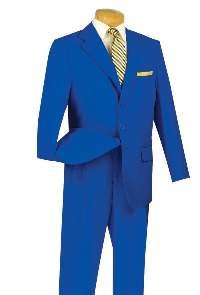 Men's Basic 3-Button Blue Suit by Vinci
