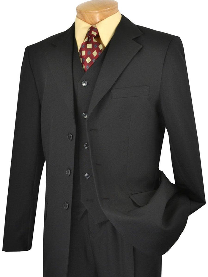 Men's Single Breasted Black 3 Piece Suit