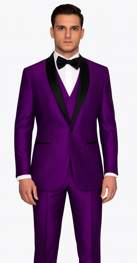 Dark Purple Tuxedo Shawl Collar Jacket