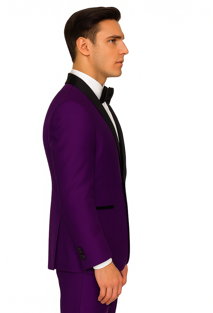 Dark Purple Tuxedo Shawl Collar Jacket