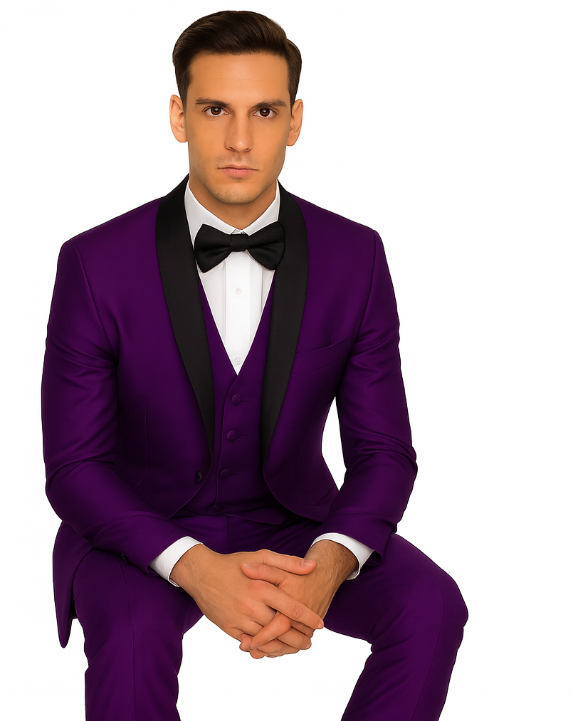 Dark Purple Tuxedo Shawl Collar Jacket
