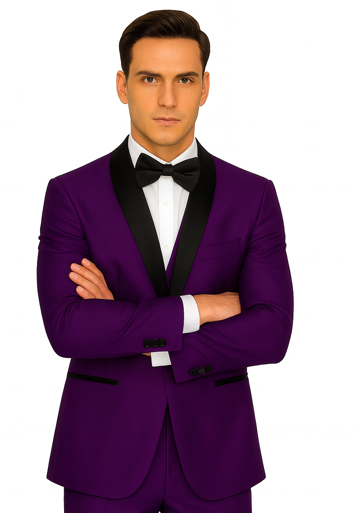 Dark Purple Tuxedo Shawl Collar Jacket