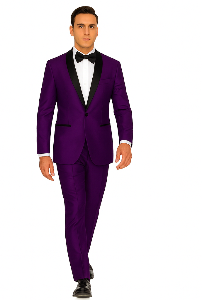 Dark Purple Tuxedo Shawl Collar Jacket
