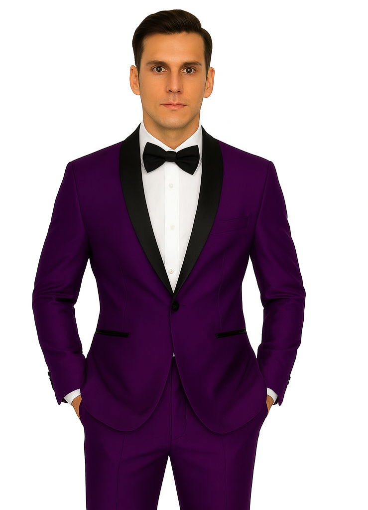 Dark Purple Tuxedo Shawl Collar Jacket