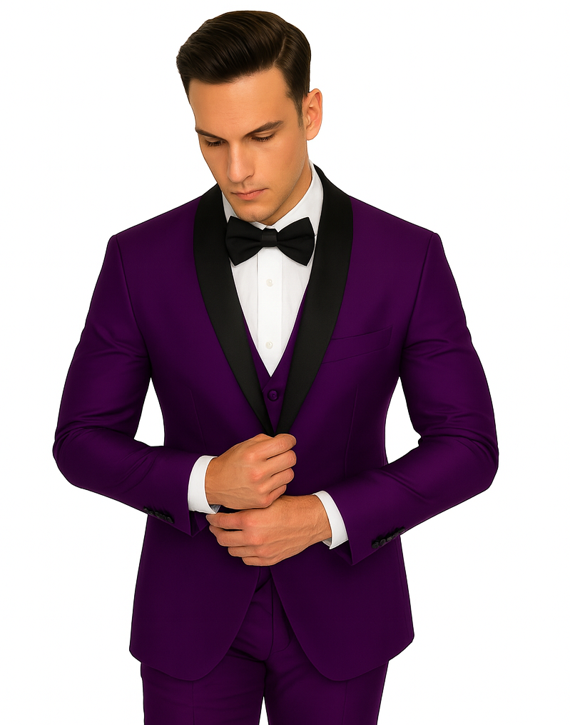 Dark Purple Tuxedo Shawl Collar Jacket