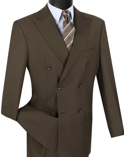 Brown Double Breasted Regular Suit by Vinci