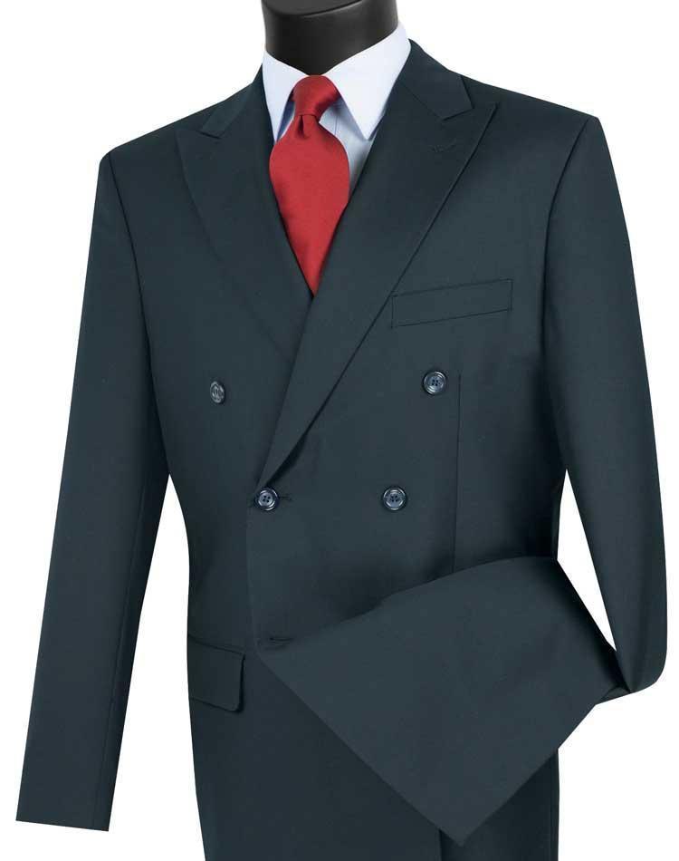 Navy Double Breasted Regular Fit Suit by Vinci