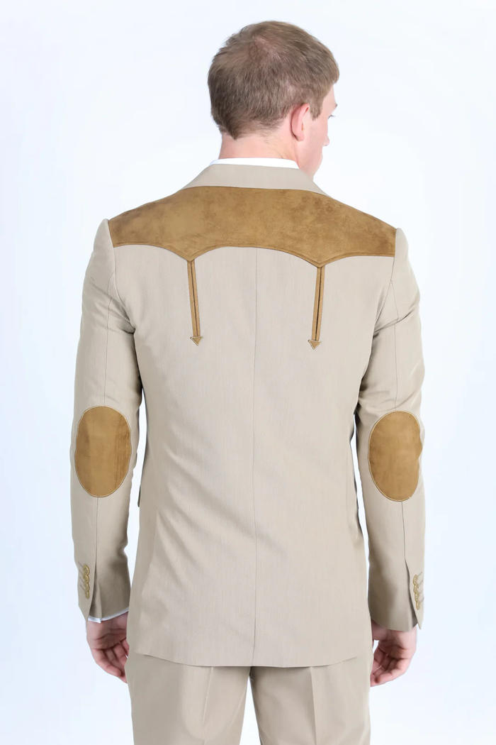 Mens Western Style Suit Coat – Premium Suede Yokes with Elbow Patch Detail