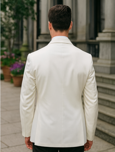 Men's Wool Feel Snow White Shawl Collar Dinner Jacket
