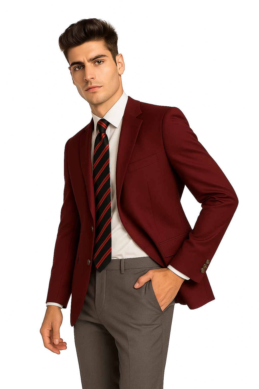 Men's 2 Button Burgundy ~ Maroon ~ Wine Color Blazer Sport Coat