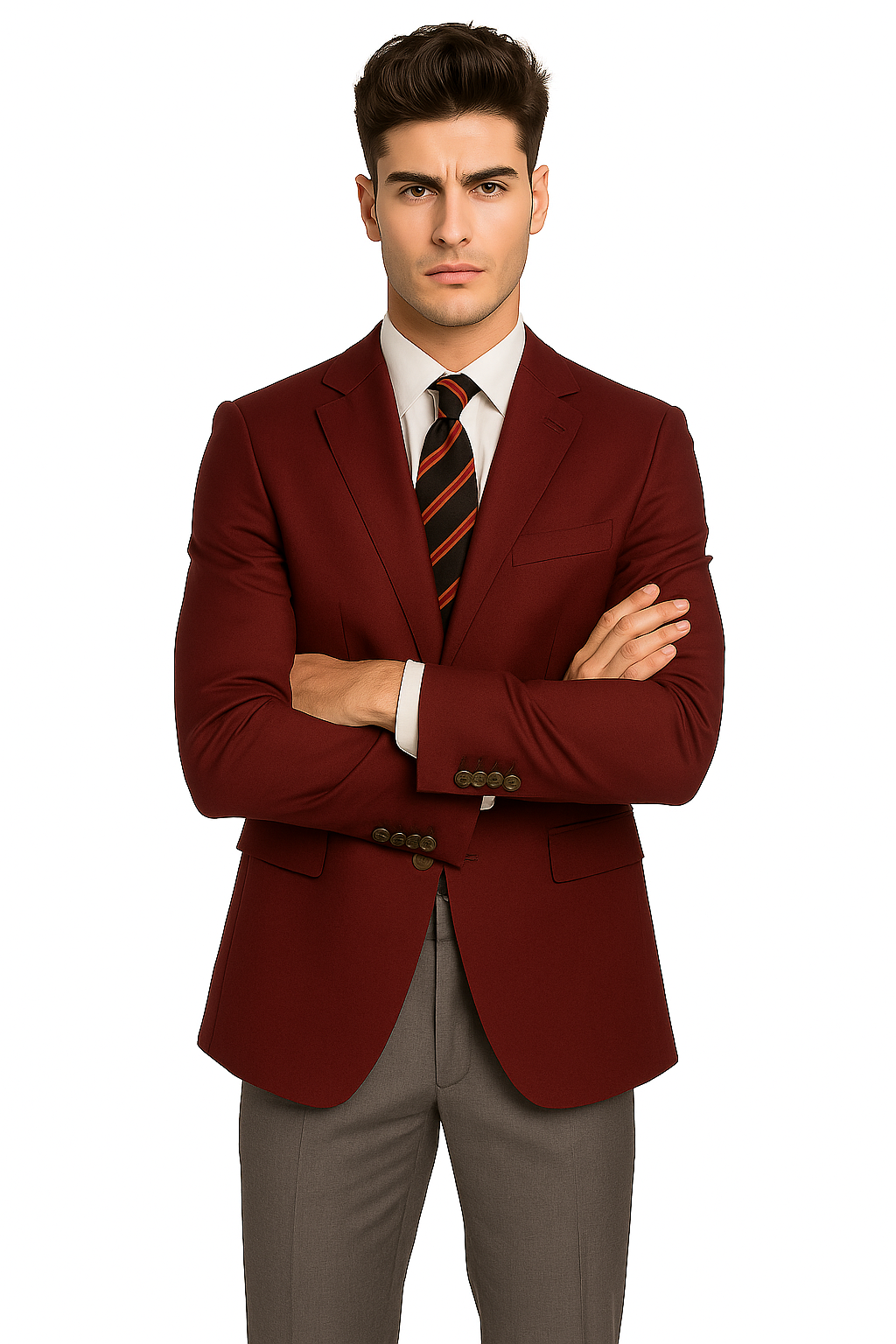 Men's 2 Button Burgundy ~ Maroon ~ Wine Color Blazer Sport Coat