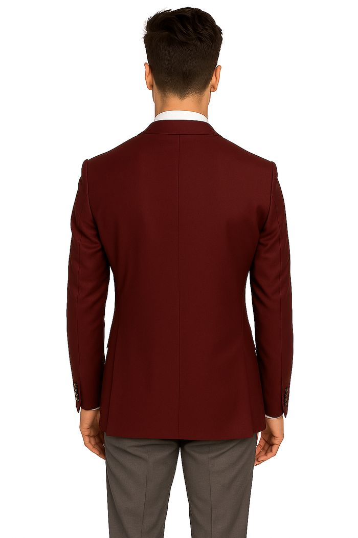 Men's 2 Button Burgundy ~ Maroon ~ Wine Color Blazer Sport Coat