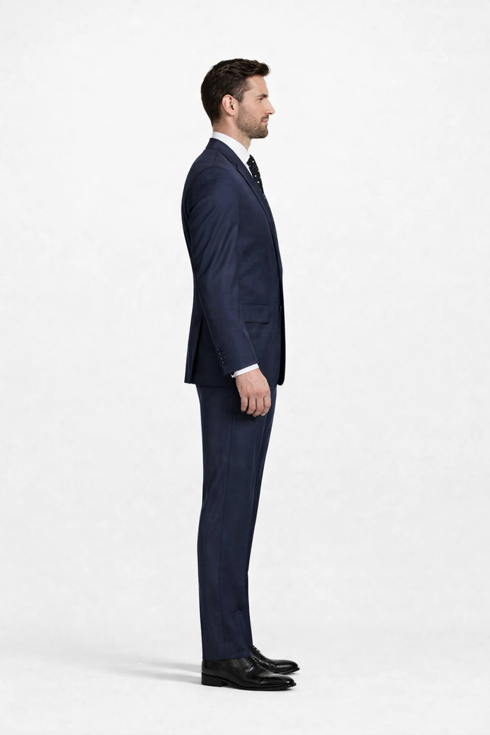 Men’s 2 Button Classic Fit Suit - Black Pleated Pants Notch Lapel Side Vents