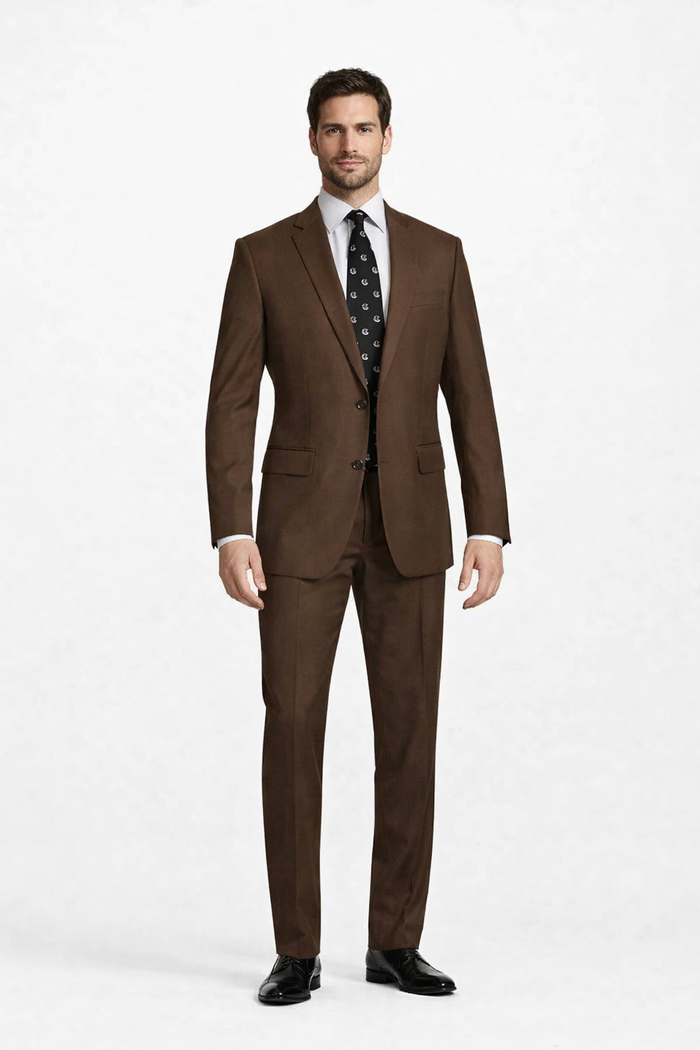 Men’s 2 Button Classic Fit Suit - Black Pleated Pants Notch Lapel Side Vents