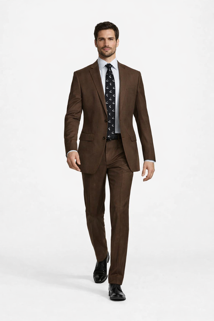 Men’s 2 Button Classic Fit Suit - Black Pleated Pants Notch Lapel Side Vents