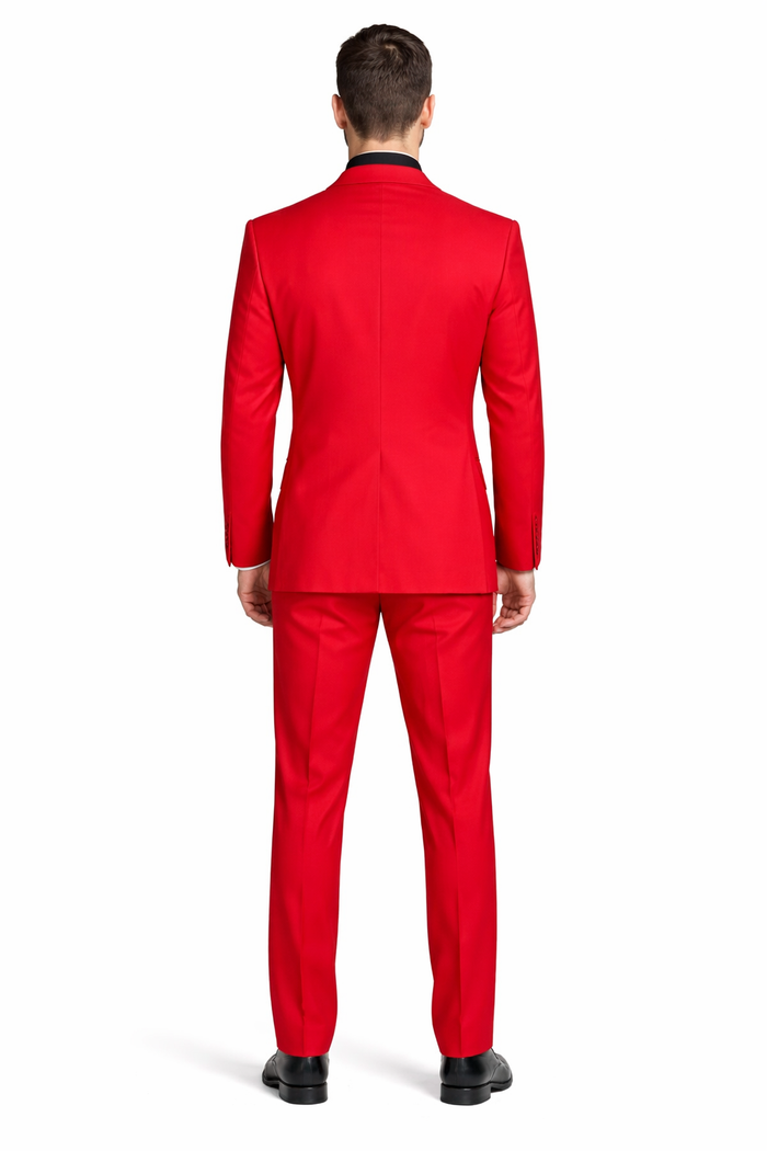 2 Button Red Poplin Suit for Men