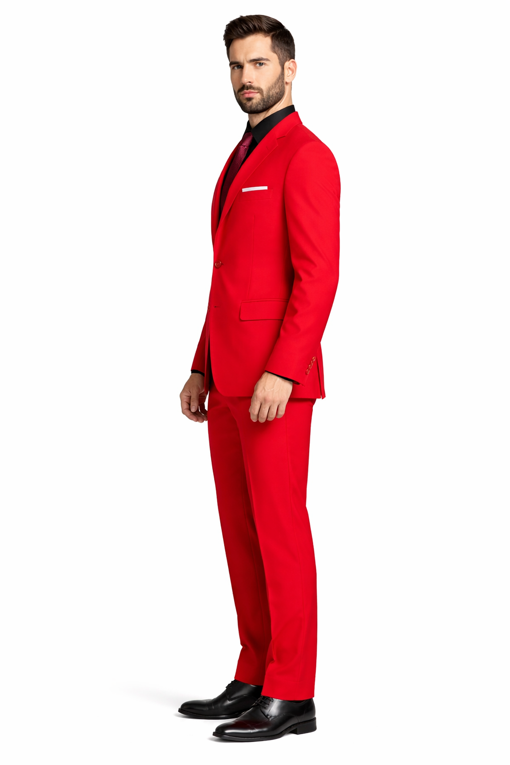 2 Button Red Poplin Suit for Men