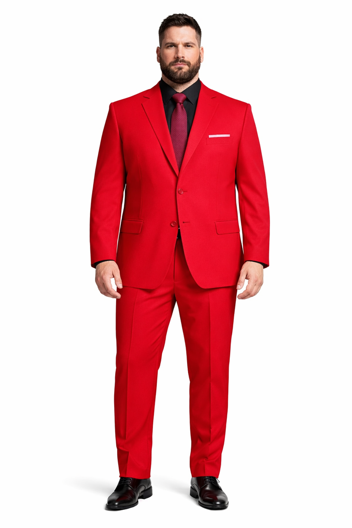 2 Button Red Poplin Suit for Men