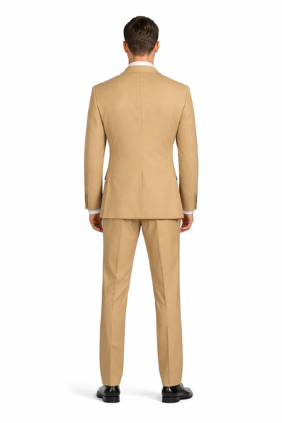 Mens 2 Button Poplin Khaki Suit