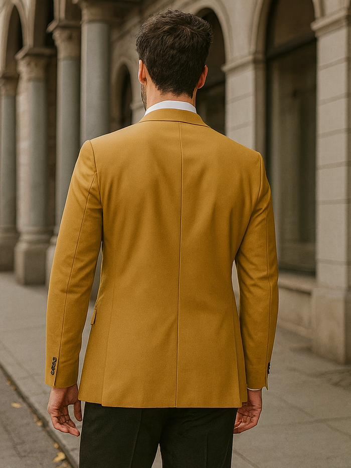 Gold 2-Button Poplin Dress Blazer for Men