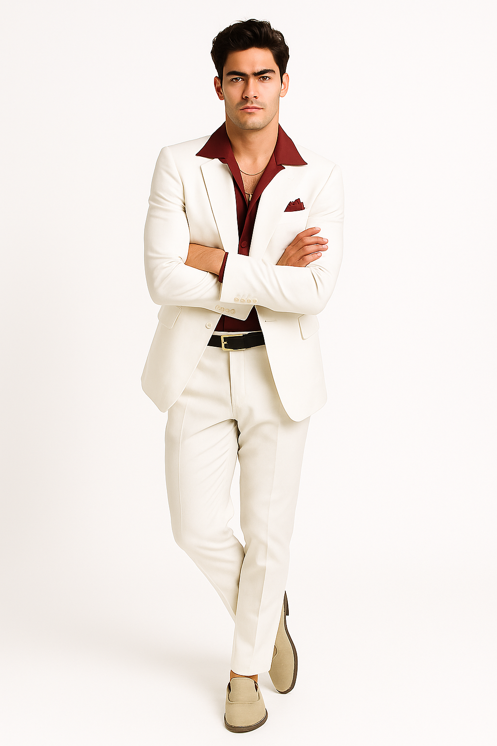 fitted lace wedding dress Mens Red Blazer and White Pants Set – Stylish Casual Dress Outfit For –  OvercoatUSA main image 1